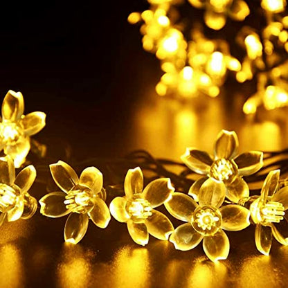 33ft 100 LED Plug in Glow Warm Fairy Flower String Lights Christmas Decor - color: Warm White