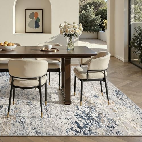 DMOYEST Area Rug Living Room Rugs 6x8 Washable Abstract Beige Blue Carpet - color: Beige Blue, size: 6' x 8' (Rectangular)
