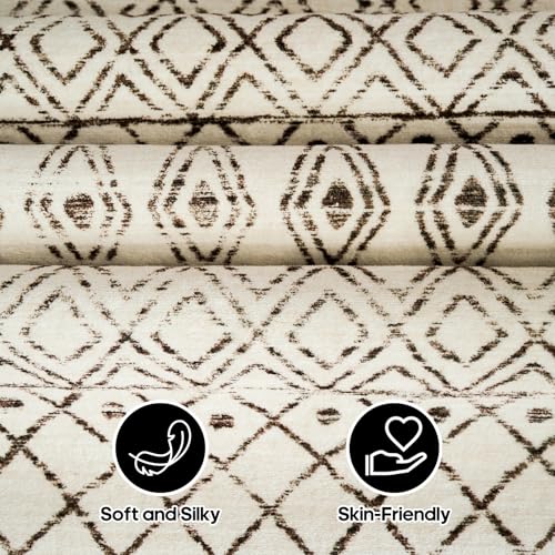 2x3 Small Rug Washable Rug: Moroccan Kitchen Low Pile Area Rugs Beige - color: Geo Beige, size: 2' x 3' (Rectangular)