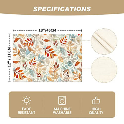 Artoid Mode Eucalyptus Fall Placemats Set of 4-12 x 18 Inch - size: 12" x 18", Rectangular Set of 4