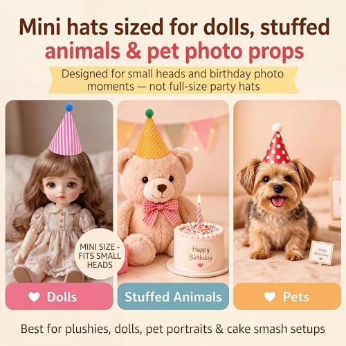 Vesil Mini Kids Birthday Party Hats, Assorted, DIY Assembly Required - color: Hats