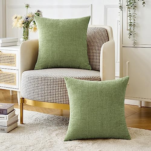 MIULEE Soft Chenille Throw Pillow Covers Sage Green 16x16 Inch Pack of 2 - color: Sage Green, size: 16" x 16" (Pack of 2)