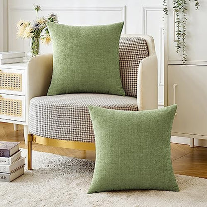 MIULEE Soft Chenille Throw Pillow Covers Sage Green 16x16 Inch Pack of 2 - color: Sage Green, size: 16" x 16" (Pack of 2)