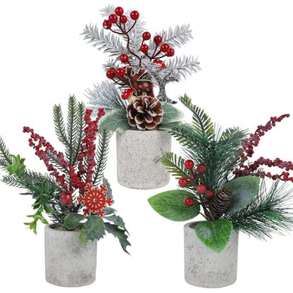 winemana 3 Pack Mini Christmas Trees Holiday Table Decorations for Office - size: Style 7