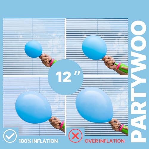 PartyWoo Blue and Silver Balloons 66pcs 12 Inch Light Blue Silver Balloons - color: Blue-3317