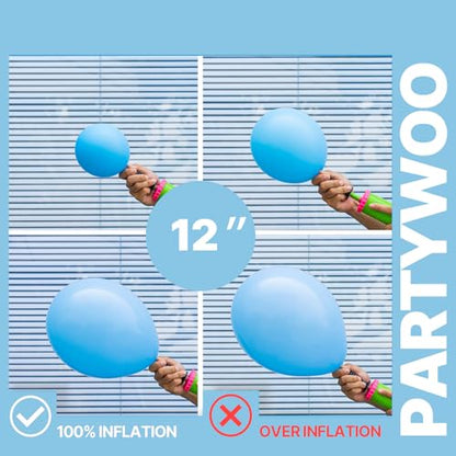 PartyWoo Blue and Silver Balloons 66pcs 12 Inch Light Blue Silver Balloons - color: Blue-3317