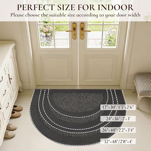 Dirt Trapper Door Mats 32" x 48", Non-Slip & Washable, Dark Grey - color: Dark Grey, size: 32" X 48" (Semicircular)
