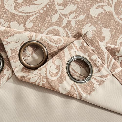 jinchan Taupe Floral Curtians 84 Inch Room Darkening Grommet 2 Panels - color: *Taupe, size: 50"W x 84"L (Pack of 2)