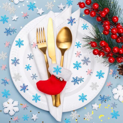 MARFOREVER Christmas Snowflakes Confetti Decorations, Iridescent Clear White Snowflake Table Confetti Mixed Winter Glitter Sequins for Xmas Winter Wonderland Party Home Decoration - style: Winter