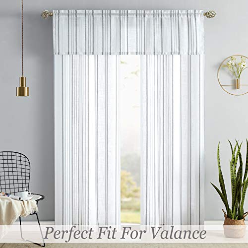 SXZJTEX White Grey Striped Linen Curtains 84 Inch Bedroom Living Room - color: Grey, size: 42"W x 84"L (Pack of 2)