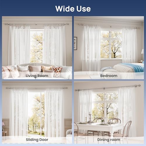 ENJOYBASICS Curtain Rods No Drilling for Renter, 28-84" Adjustable, Nickel - color: Nickel, size: 27-90"