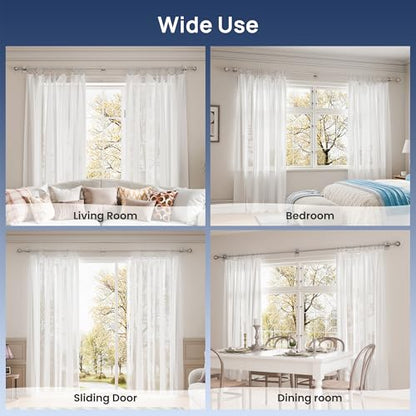 ENJOYBASICS Curtain Rods No Drilling for Renter, 28-84" Adjustable, Nickel - color: Nickel, size: 27-90"
