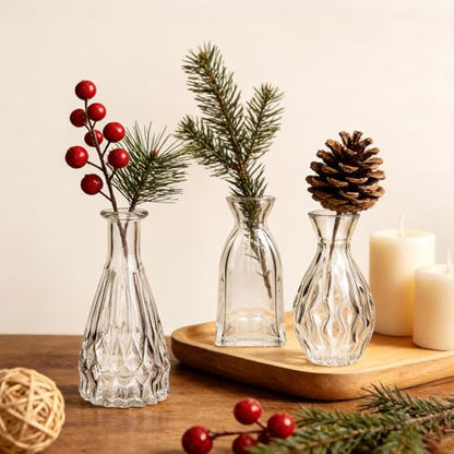 Glass Bud Vases in Bulk, 3pcs Small Glass Vase for Centerpieces - color: Clear, size: 3pcs