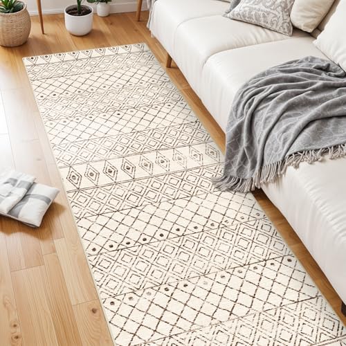 2'6"x8' Washable Hallway Runner Rug: Moroccan Kitchen Non Slip Rug Beige - color: Geo Beige, size: 2'6" x 8' (Rectangular)