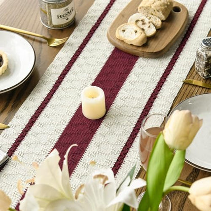Artoid Mode Red Rustic Woven Table Runner 12x36 Inch - color: Red, size: 12" x 36", Table Runner