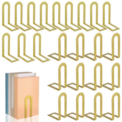 Chunful 24 Pcs Gold Metal BookEnds Shelves, 5.5 x 3.75 x 2.25 in - color: Gold, size: 5.5*3.75*2.25inch