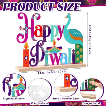 Roowest Metal Happy Diwali Tabletop Sign Deepawali Table Decor, 11.8 Inch - style: Diwali