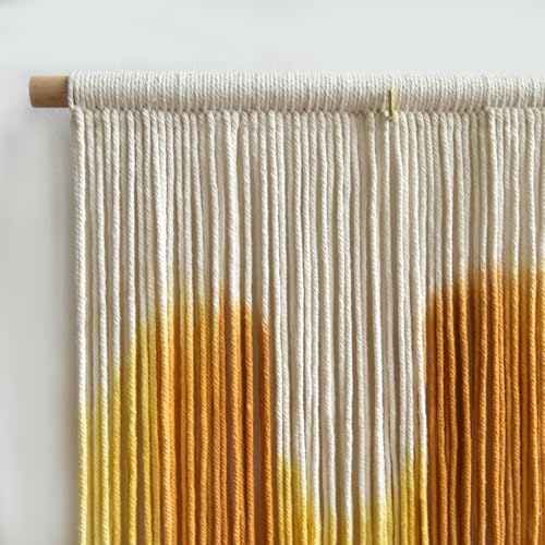 IOWER Macrame Wall Hanging Yellow Dip Dye Boho Fiber Wall Decor 27" x 26.8" - color: yellow