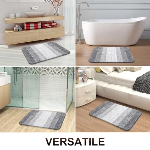 OLANLY Small Bathroom Rugs 24x16, Extra Soft Absorbent Microfiber Bath Rugs - color: Light Grey, size: 24" X 16"