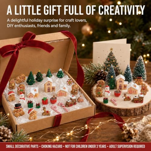 36 PCS Christmas Gingerbread Mini Figurines Tiny Resin Miniature Decoration - color: Christmas Gingerbread