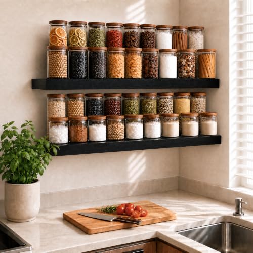 RICHER HOUSE 12 Inch Deep Floating Shelves, 36 Inch Long Wall Shelf, Black - color: Black, size: 36in