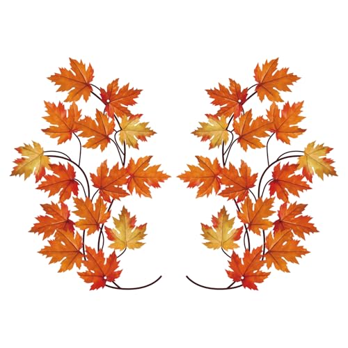 ShxTrade 2 Pcs Metal Tree Leaf Wall Decor, Maple Leaves Wall Sculpture - color: Style 1