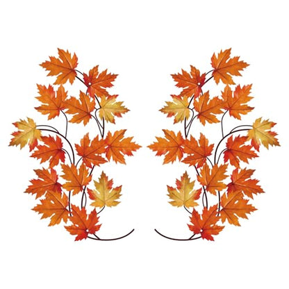 ShxTrade 2 Pcs Metal Tree Leaf Wall Decor, Maple Leaves Wall Sculpture - color: Style 1