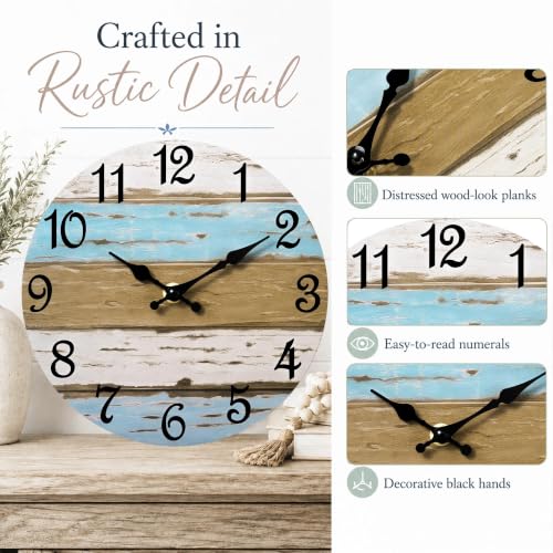 CHYLIN Wall Clock Silent Non-Ticking Battery Operated Rustic Wood Grain - color: C-rustic Wood Grain, size: 8 inch