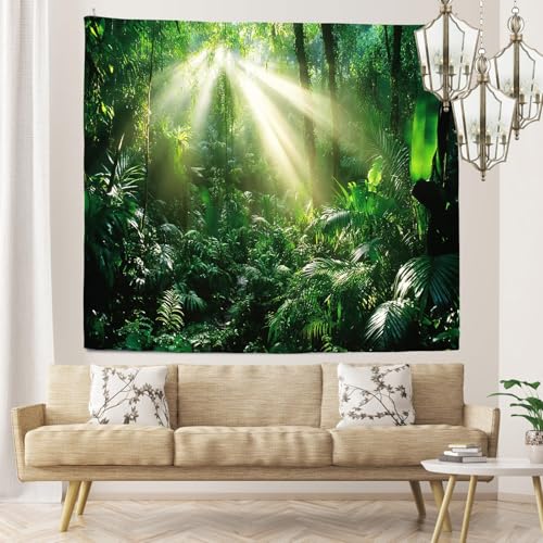 LINICE Forest Landscape Wall Hanging Tapestry - Nature-Inspired Boho Home Decor for Bedrooms, Living Rooms & Camping, Lightweight Fade-Resistant Polyester Fabric - color: Green Forest, size: 60"L x 80"W