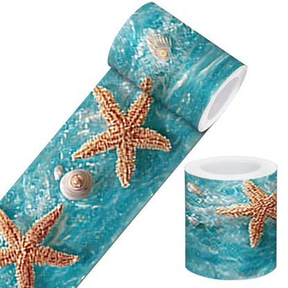 IVN Wallpaper Border Peel and Stick Wall Ocean Starfish Shell 4x196 Inch - color: Ocean Starfish Shell