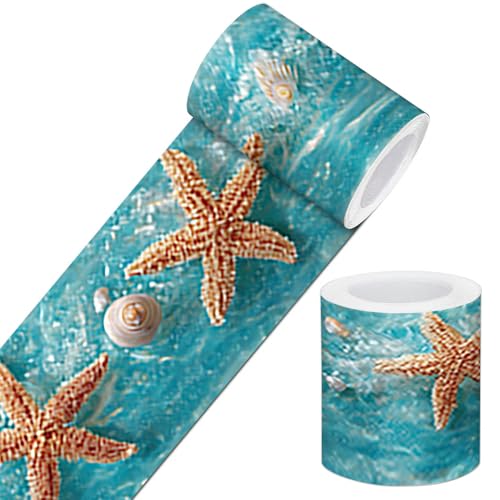 IVN Wallpaper Border Peel and Stick Wall Ocean Starfish Shell 4x196 Inch - color: Ocean Starfish Shell