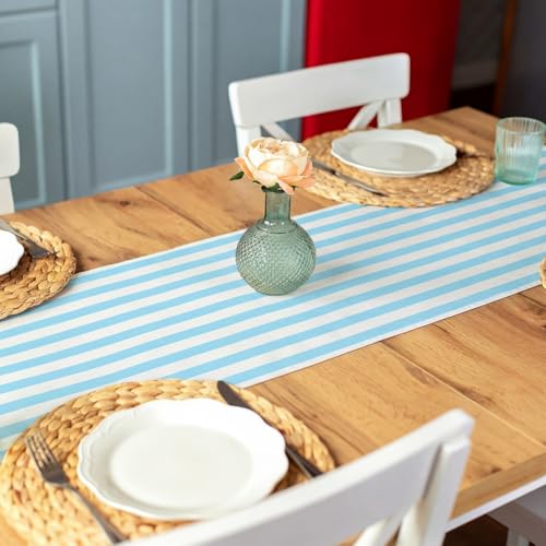AmazingSpark Striped Table Runner Roll,Light Blue,50' Long X 16" Wide - color: Light Blue, size: 50' Long X 16" Wide