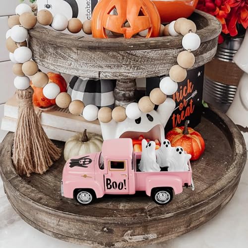 Pink Halloween Truck Decor, Ghost Pickup for Farmhouse Tabletop Decor - color: Pink Halloeen