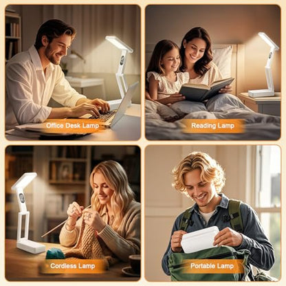 One Fire Small Desk Lamp,10000mAh Battery Operated Lamp,3 Colors+Dimmable Desk Light,LED Desk Lamp with Digital Clock+45min-Timer,Wireless & Portable Light,Desk Lamps for Home Office,Craft - color: 10000mAh