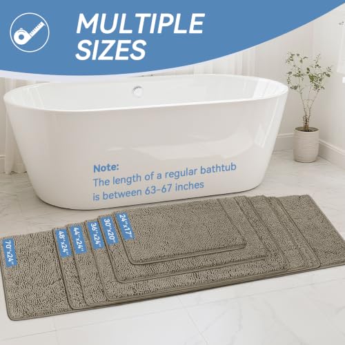 Bcoimo Small Bath Rug Mat,24x17 Chenille High Absorbent Latte Bathroom Mats - color: Latte, size: 24x17