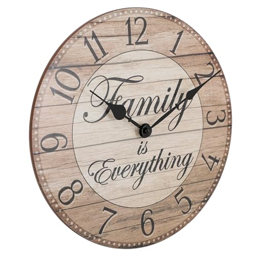 Westclox Wall Clock, 11-Inch Round Analog Clock with Inspirational Dial, Battery Powered, Quartz Movement, Farmhouse Rustic Decor for Living Room, Kitchen, Bedroom (Family is Everything, 11-Inch) - style: Farmhouse