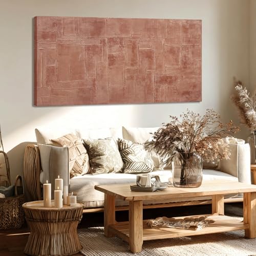GAIDUOMAI Pink Canvas Wall Decor Geometric Abstract Wall Art Textured Room Decor Contemporary Line Painting for Dining Room Office Home Wall Hanging 24"x 48" - color: Pink, size: 48"L x 24"W