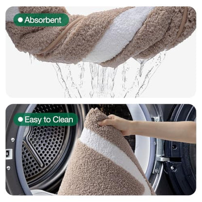 LUMI Bathroom Rug, Non Slip Absorbent Bath Mat, Dark Beige, 24"x36" - color: Dark Beige, size: 24"x36"