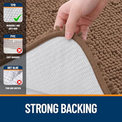 OLANLY Toilet Rugs U-Shaped 20x20, Soft Absorbent Chenille Contour Rugs - color: Mocha, size: 20" X 20" Contour Rug