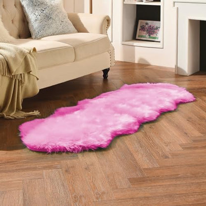 duduta Hot Pink Faux Sheepskin Runner Rugs 2x6 ft, Fluffy Fur Couch Covers - color: Hot Pink, size: 2' x 6' (Runner)