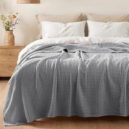 Exclusivo Mezcla 100% Cotton Blanket Twin Size for Bed, Light Grey - color: Light Grey, size: Twin (60" x 80")