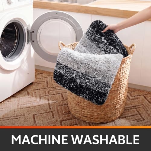 Bathroom Rugs,Soft Microfiber Shaggy Bath Mats,24"x16" Black - color: Black, size: 1'4" x 2' (Rectangular)