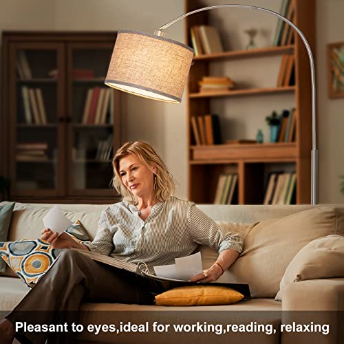 Arc Floor Lamp, Dimmable Floor Lamp with Adjustable Hanging Shade, Silver - color: Silver