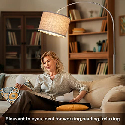 Arc Floor Lamp, Dimmable Floor Lamp with Adjustable Hanging Shade, Silver - color: Silver