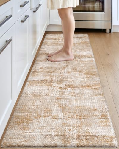 DEXI Kitchen Floor Mats Cushioned Anti Fatigue Runner, 23x59 Light Brown - color: Light Brown, size: 59"L x 23"W x 0.4"Th
