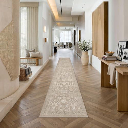 HUGEAR 2x10 Beige Neutral Runner Rugs Washable Rug Carpet - color: Beige, size: 2' x 10' (Runner)