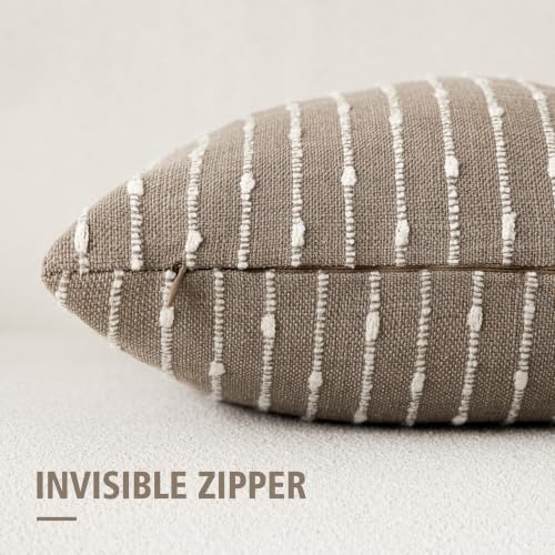 Foindtower Boho Striped Boucle Lumbar Throw Pillow Covers 12x20 Taupe Gray - color: Taupe Gray, size: 20" x 12" (Pack of 2)