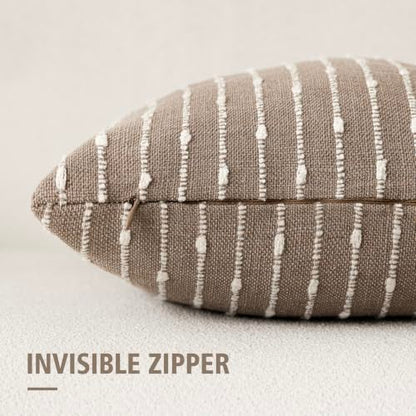 Foindtower Boho Striped Boucle Lumbar Throw Pillow Covers 12x20 Taupe Gray - color: Taupe Gray, size: 20" x 12" (Pack of 2)