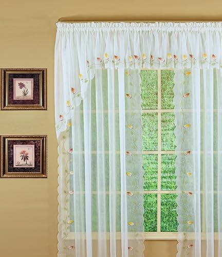 Today's Curtain,Vineyard 3-D Appliqué,Panel 63", Ecru, 59" W x 63" L - color: Ecru, size: 59"W x 63"L (Pack of 1)