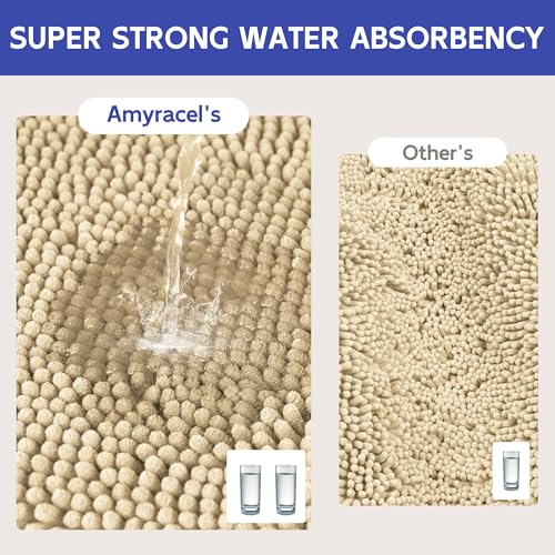 Amyracel Bathroom Rugs Mat 24x72, Thick Soft Quick Dry Absorbent - color: Beige/ Warm‑tan Tone, size: 24" x 72"